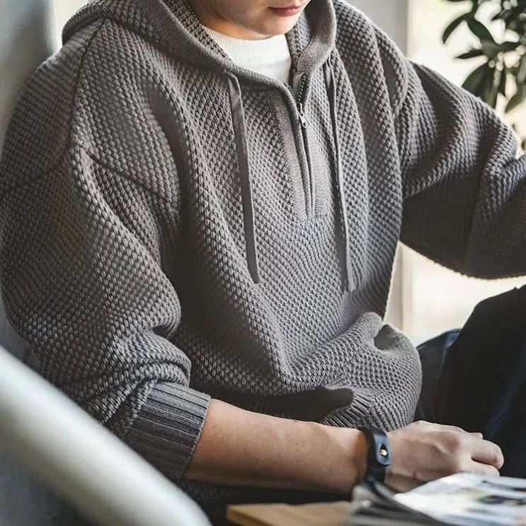 Casual Half -Zip Knitted Hoodie