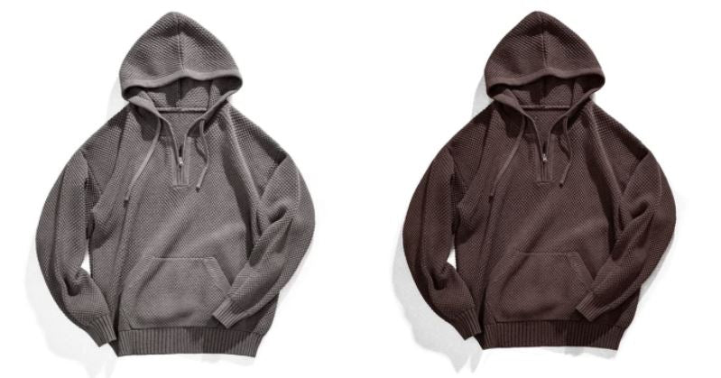 Casual Half -Zip Knitted Hoodie