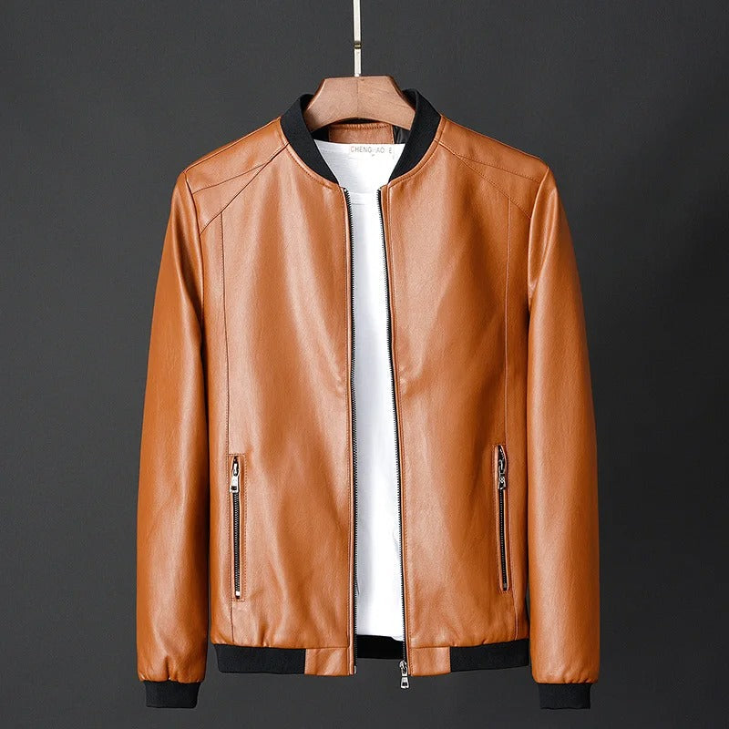 Vacellis Leather Baseball Jacket