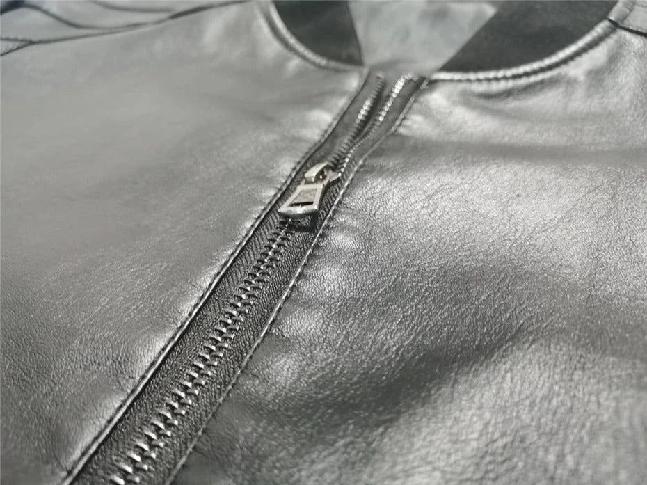 Vacellis Leather Baseball Jacket