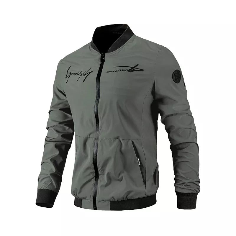 Men Letter Embroidery Bomber Jacket