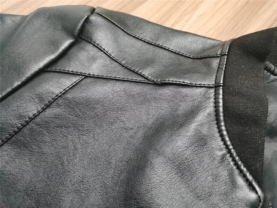 Vacellis Leather Baseball Jacket