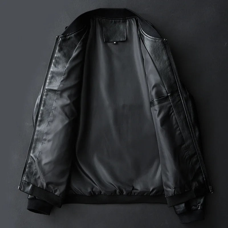 Vacellis Leather Baseball Jacket