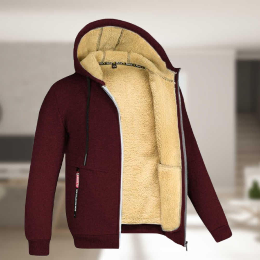 Sadi - Casual Men's Winter Jacket with Hood and Fleece