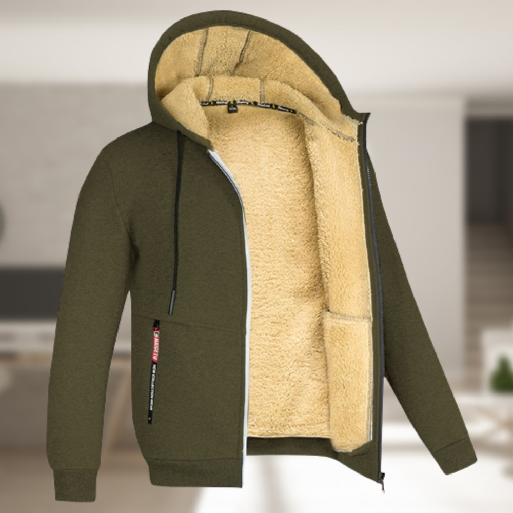 Sadi - Casual Men's Winter Jacket with Hood and Fleece