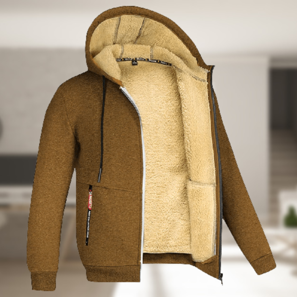 Sadi - Casual Men's Winter Jacket with Hood and Fleece