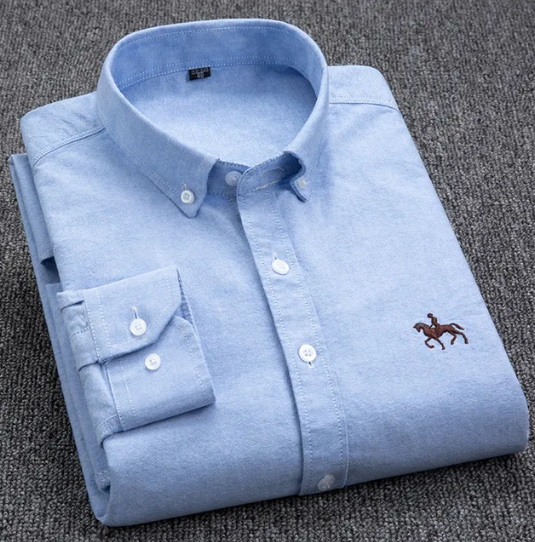 100% Cotton Oxford Men's Long Sleeve Shirt