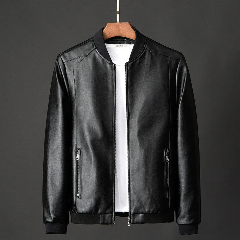 Vacellis Leather Baseball Jacket