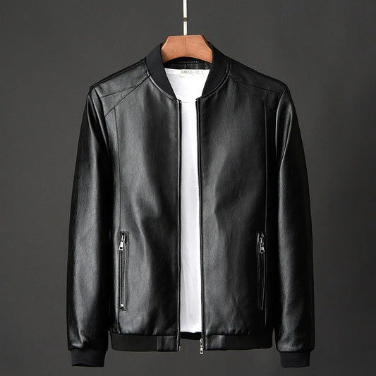 Vacellis Leather Baseball Jacket