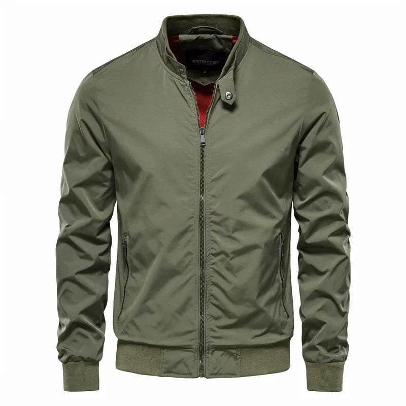 Men Casual Stand Collar Bomber Jacket