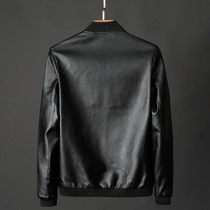 Vacellis Leather Baseball Jacket