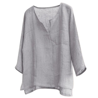 Linen Long Sleeve V-Neck Shirt