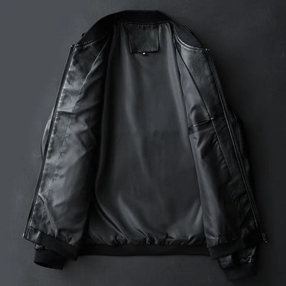 Vacellis Leather Baseball Jacket