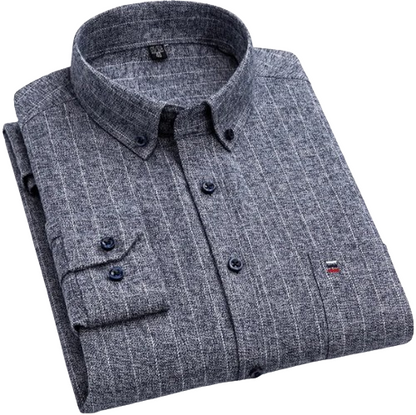 Pure Cotton Men's Plaid Shirt Long Sleeve